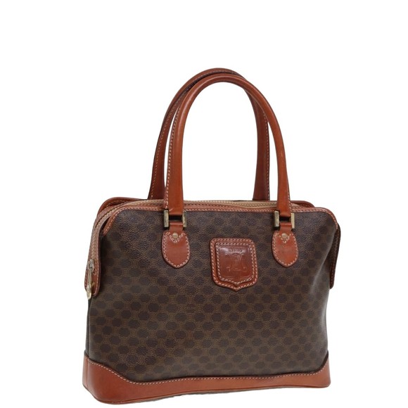 CELINE Macadam Canvas Hand Bag PVC Leather Brown Auth yk13181 - Picture 1 of 16